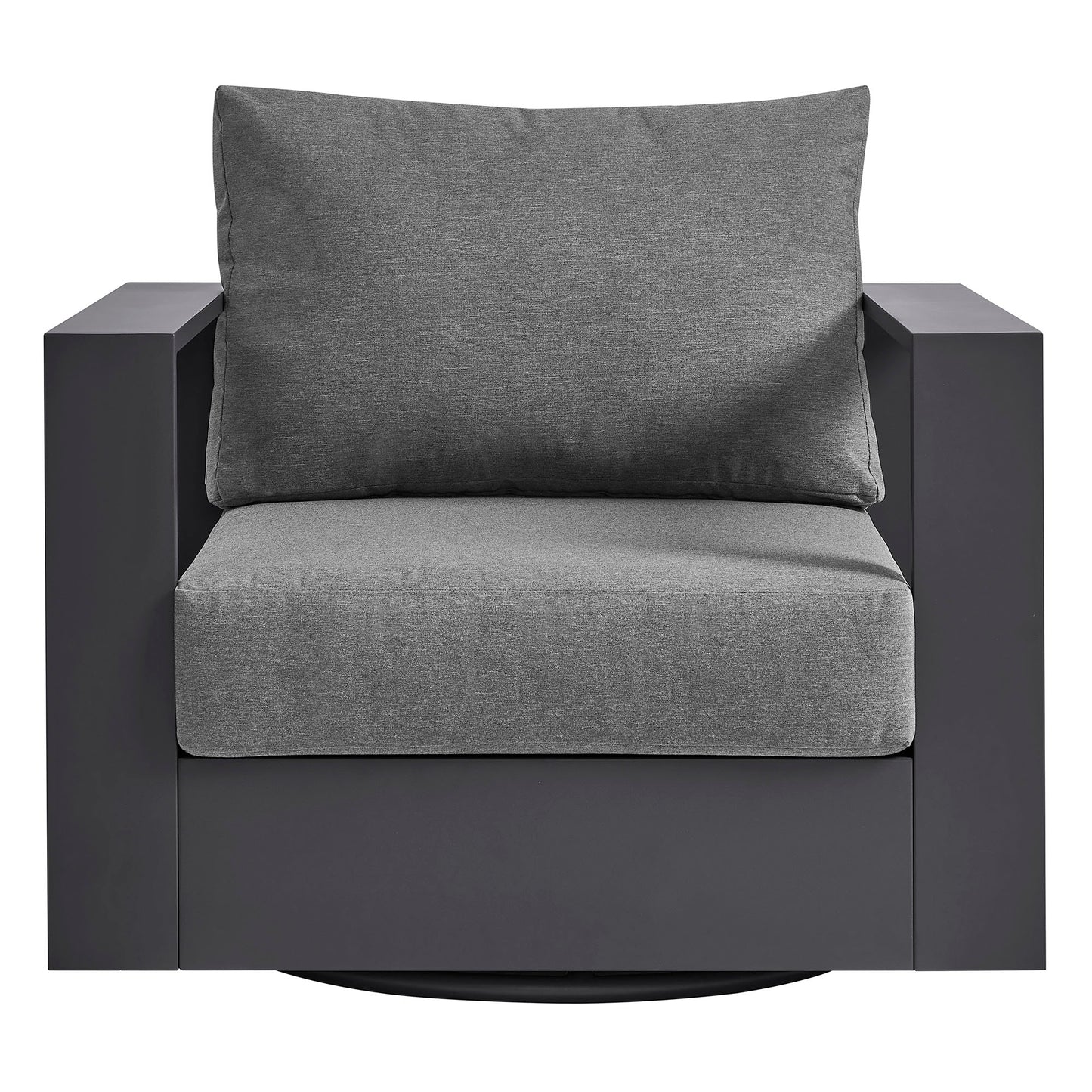 Aspen Outdoor Patio Powder-Coated Aluminum Swivel Armchair in Gray Charcoal