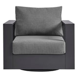 Aspen Outdoor Patio Powder-Coated Aluminum Swivel Armchair in Gray Charcoal
