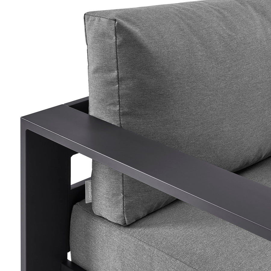 Aspen Outdoor Patio Powder-Coated Aluminum Swivel Armchair in Gray Charcoal