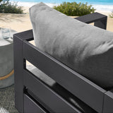 Aspen Outdoor Patio Powder-Coated Aluminum Swivel Armchair in Gray Charcoal