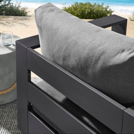 Tahoe Outdoor Patio Powder-Coated Aluminum Swivel Armchair in Gray Charcoal