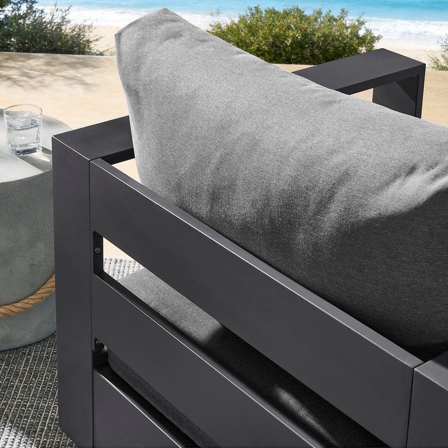 Aspen Outdoor Patio Powder-Coated Aluminum Swivel Armchair in Gray Charcoal