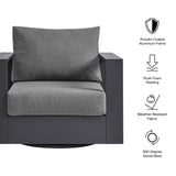 Aspen Outdoor Patio Powder-Coated Aluminum Swivel Armchair in Gray Charcoal