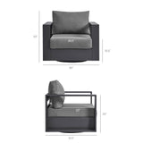 Aspen Outdoor Patio Powder-Coated Aluminum Swivel Armchair in Gray Charcoal