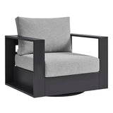Aspen Outdoor Patio Powder-Coated Aluminum Swivel Armchair in Gray Gray