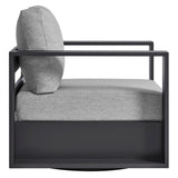 Aspen Outdoor Patio Powder-Coated Aluminum Swivel Armchair in Gray Gray