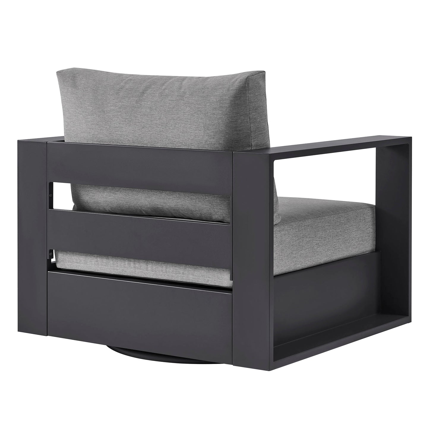 Aspen Outdoor Patio Powder-Coated Aluminum Swivel Armchair in Gray Gray