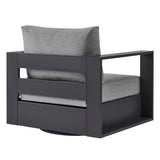 Aspen Outdoor Patio Powder-Coated Aluminum Swivel Armchair in Gray Gray