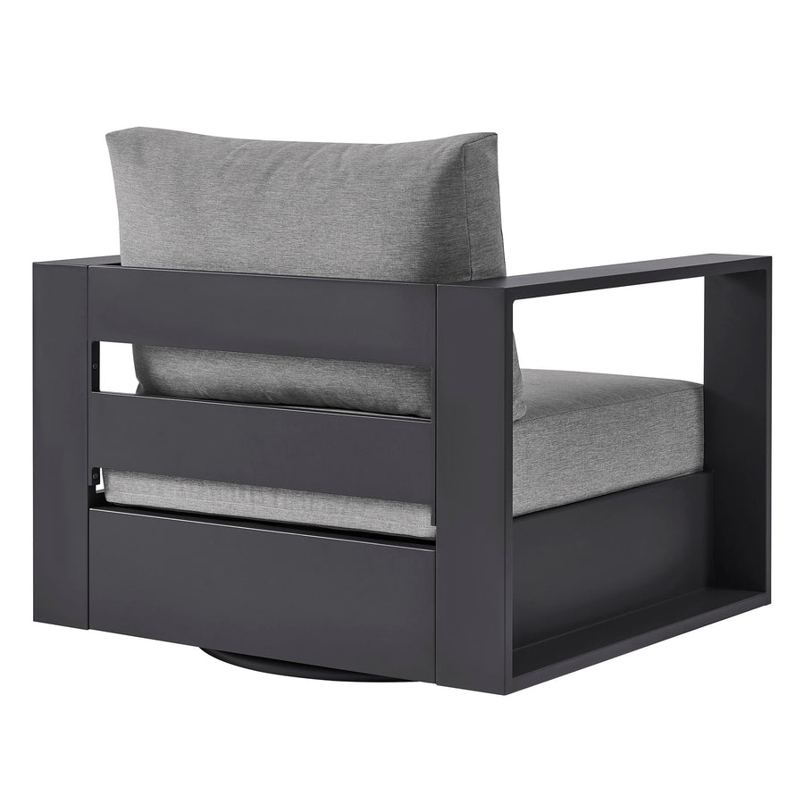 Aspen Outdoor Patio Powder-Coated Aluminum Swivel Armchair in Gray Gray