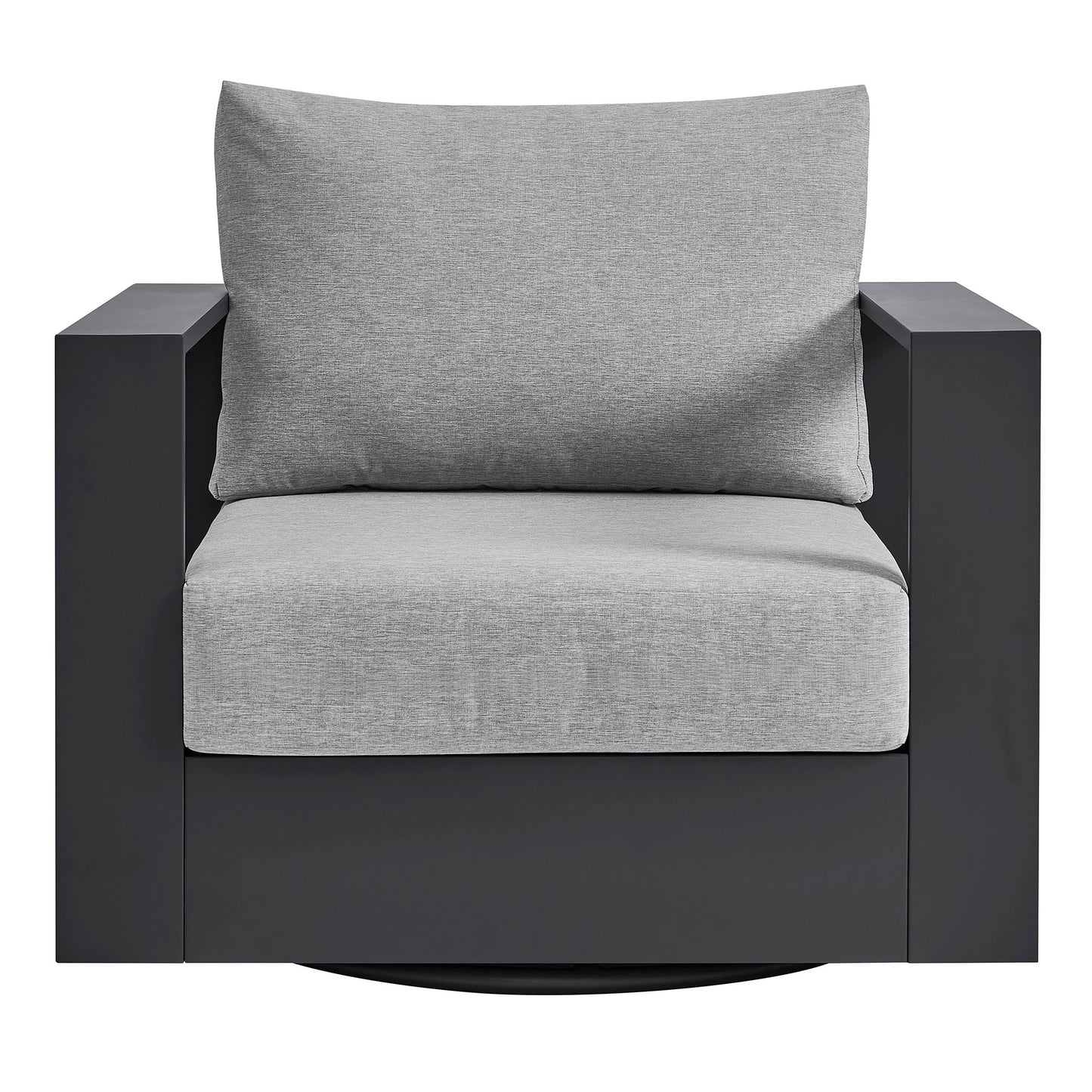 Aspen Outdoor Patio Powder-Coated Aluminum Swivel Armchair in Gray Gray