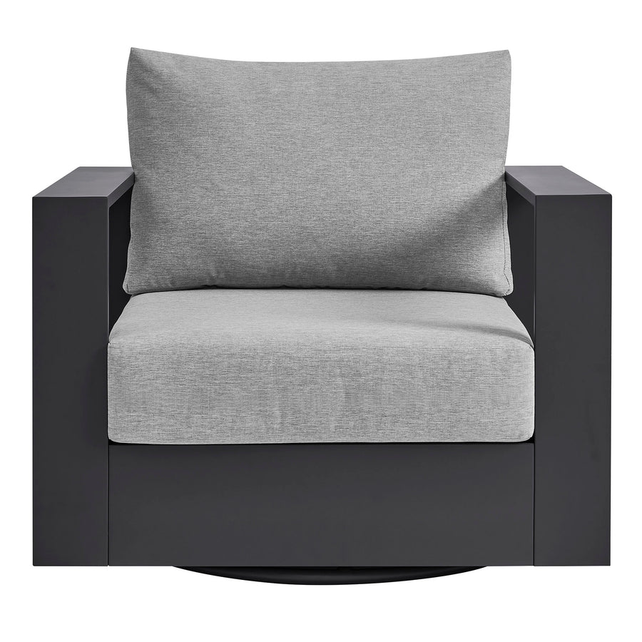 Aspen Outdoor Patio Powder-Coated Aluminum Swivel Armchair in Gray Gray