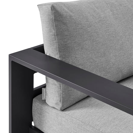 Tahoe Outdoor Patio Powder-Coated Aluminum Swivel Armchair in Gray Gray