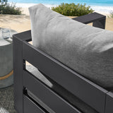 Aspen Outdoor Patio Powder-Coated Aluminum Swivel Armchair in Gray Gray