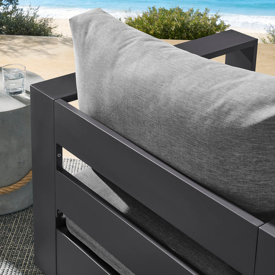 Aspen Outdoor Patio Powder-Coated Aluminum Swivel Armchair in Gray Gray