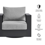 Aspen Outdoor Patio Powder-Coated Aluminum Swivel Armchair in Gray Gray