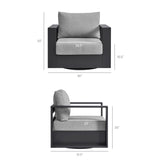 Aspen Outdoor Patio Powder-Coated Aluminum Swivel Armchair in Gray Gray