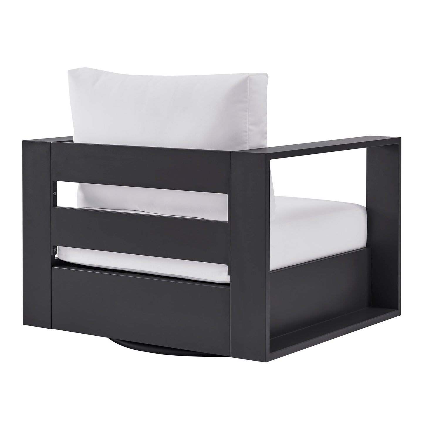 Aspen Outdoor Patio Powder-Coated Aluminum Swivel Armchair in Gray White