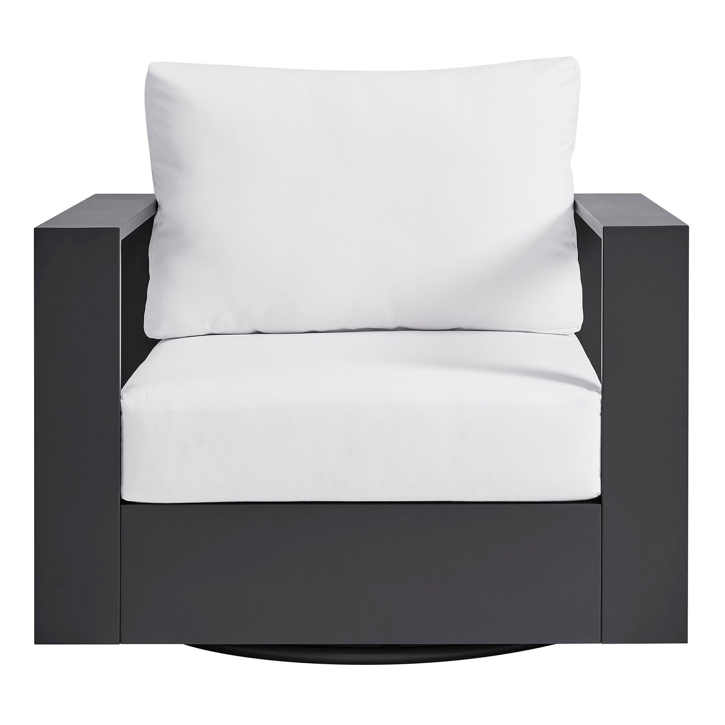 Aspen Outdoor Patio Powder-Coated Aluminum Swivel Armchair in Gray White
