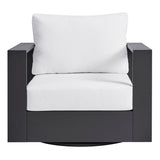 Aspen Outdoor Patio Powder-Coated Aluminum Swivel Armchair in Gray White