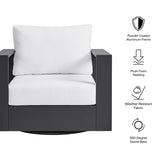 Aspen Outdoor Patio Powder-Coated Aluminum Swivel Armchair in Gray White