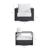 Aspen Outdoor Patio Powder-Coated Aluminum Swivel Armchair in Gray White