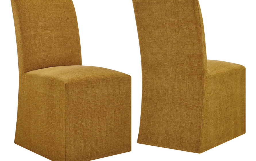 Gregale Slub Weave Fabric Slipcovered Dining Chairs Set of 2 in Copper