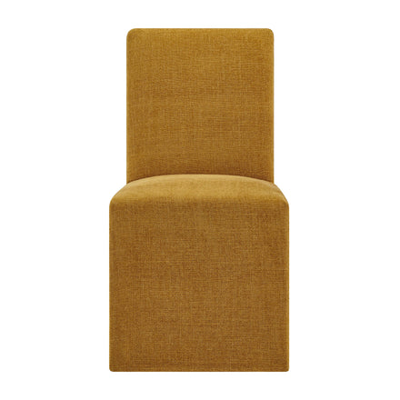 Aster Slub Weave Fabric Slipcovered Dining Chairs Set of 2 in Copper