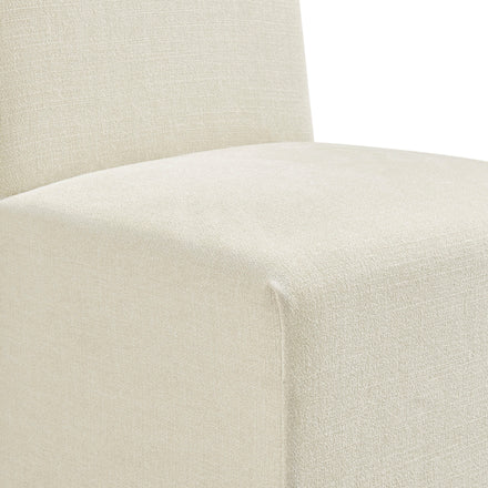 Aster Slub Weave Fabric Slipcovered Dining Chairs Set of 2 in Ecru