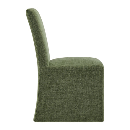 Aster Slub Weave Fabric Slipcovered Dining Chairs Set of 2 in Foliage