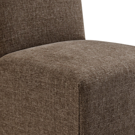 Aster Slub Weave Fabric Slipcovered Dining Chairs Set of 2 in Mocha