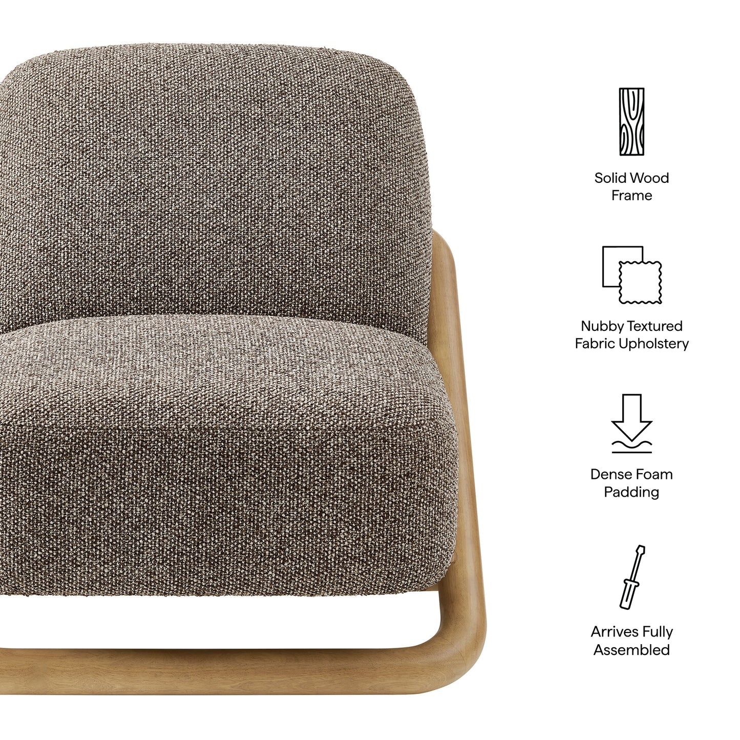 Helsingborg Textured Fabric Accent Chair in Chestnut Earth