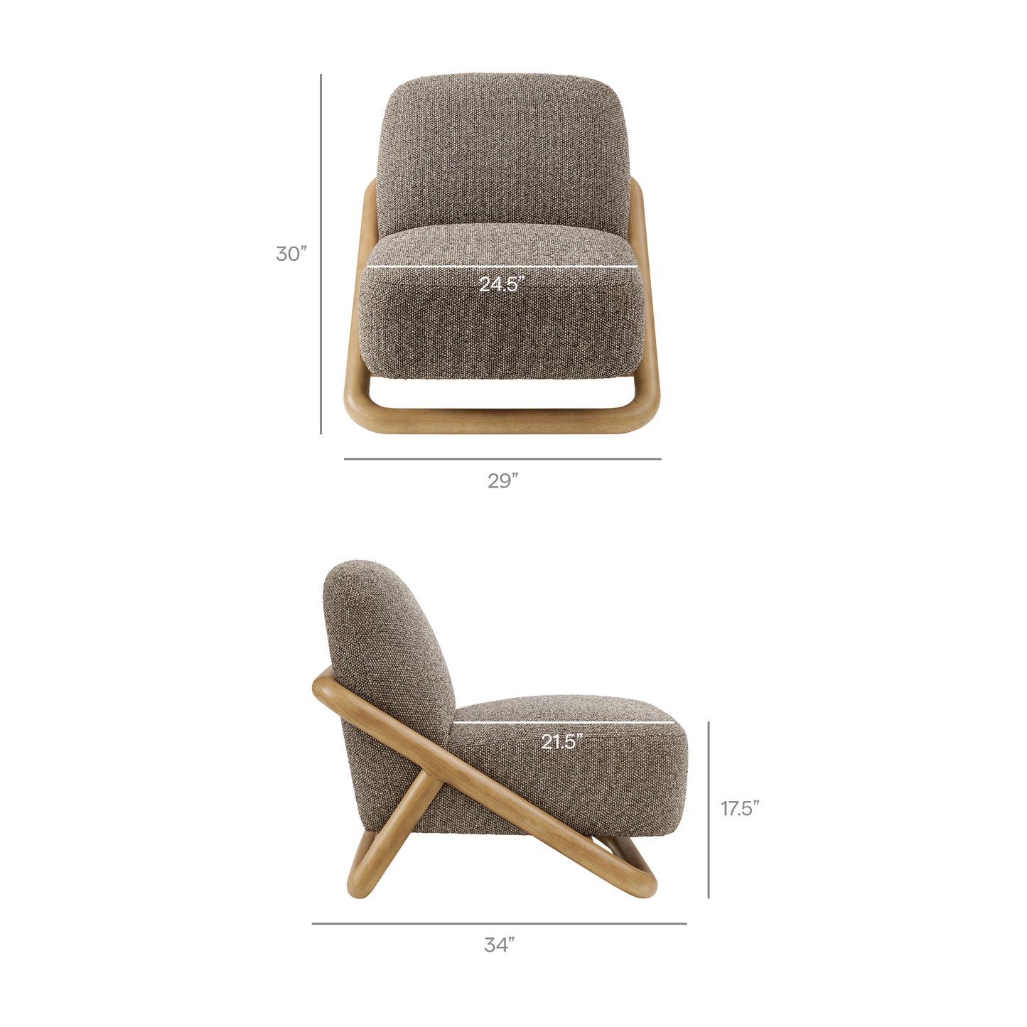 Helsingborg Textured Fabric Accent Chair in Chestnut Earth