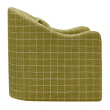 Wicker Slipcovered Linen Blend Accent Chair in Artichoke Windowpane Check