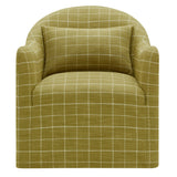 Wicker Slipcovered Linen Blend Accent Chair in Artichoke Windowpane Check