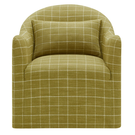 Bardot Slipcovered Linen Blend Accent Chair in Artichoke Windowpane Check