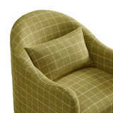 Wicker Slipcovered Linen Blend Accent Chair in Artichoke Windowpane Check