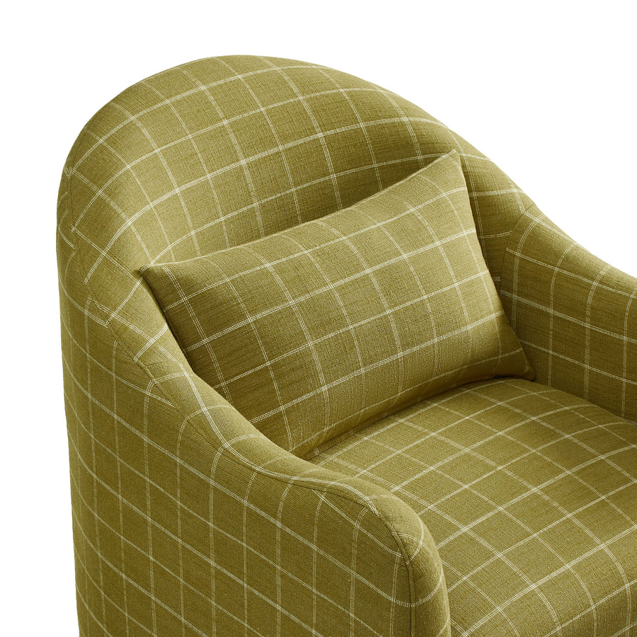Wicker Slipcovered Linen Blend Accent Chair in Artichoke Windowpane Check