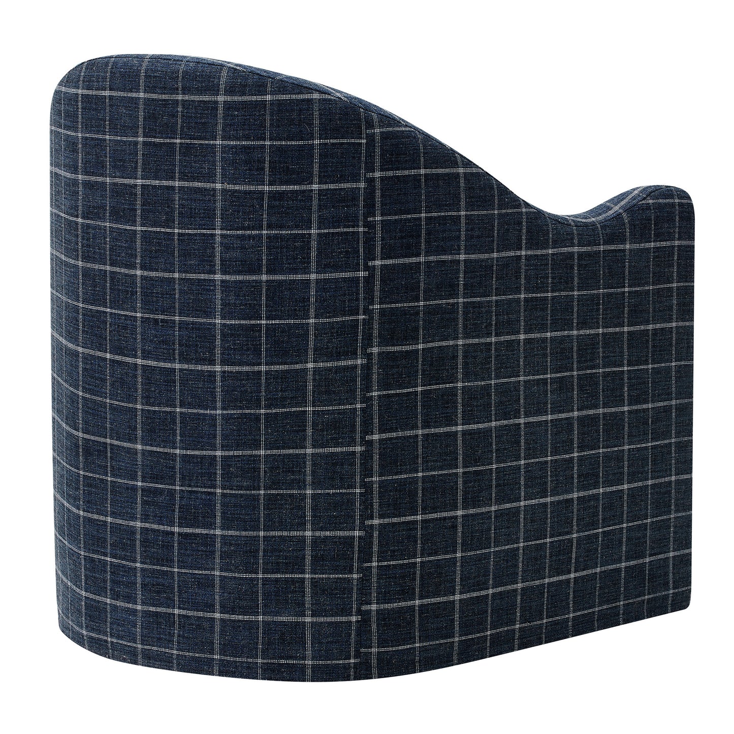 Wicker Slipcovered Linen Blend Accent Chair in Denim Windowpane Check