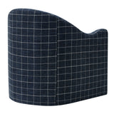 Wicker Slipcovered Linen Blend Accent Chair in Denim Windowpane Check