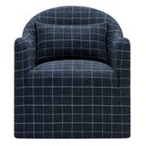 Wicker Slipcovered Linen Blend Accent Chair in Denim Windowpane Check