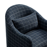 Wicker Slipcovered Linen Blend Accent Chair in Denim Windowpane Check