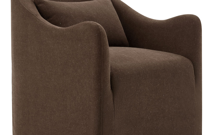 Wicker Slipcovered Linen Blend Accent Chair in Cocoa