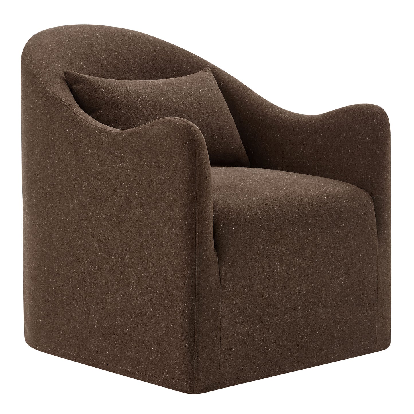 Wicker Slipcovered Linen Blend Accent Chair in Cocoa