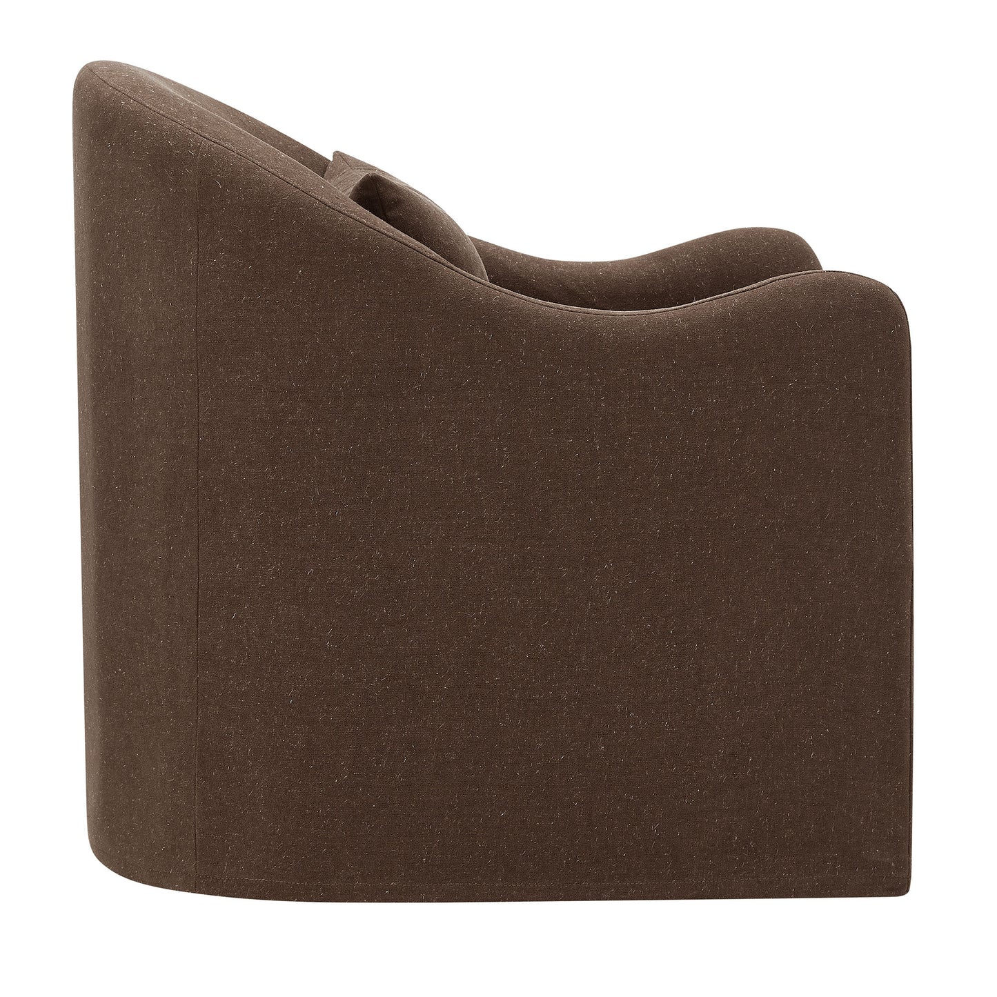Wicker Slipcovered Linen Blend Accent Chair in Cocoa