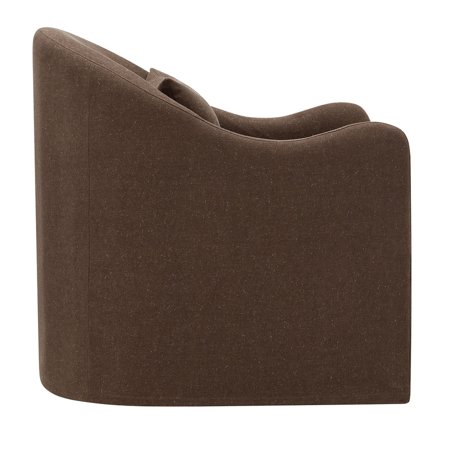 Wicker Slipcovered Linen Blend Accent Chair in Cocoa