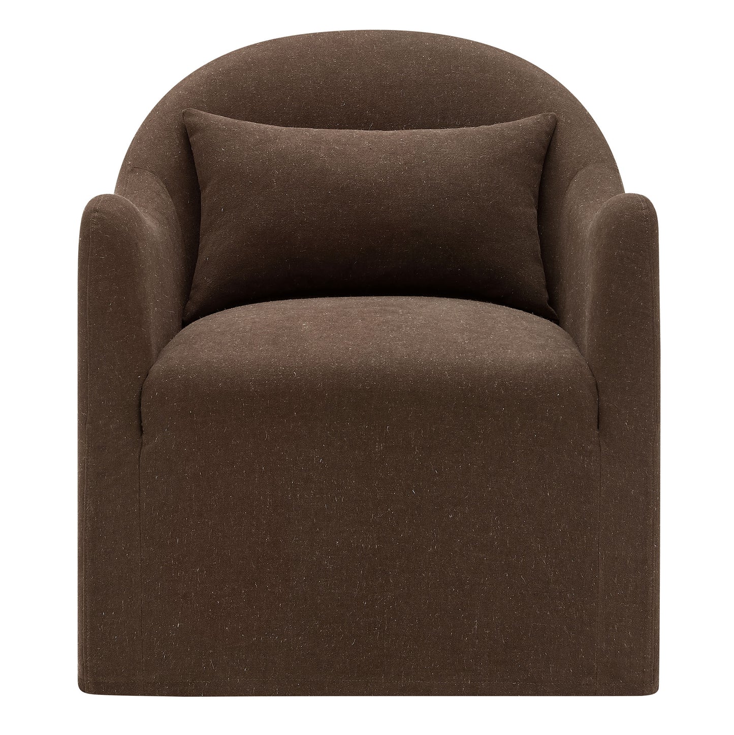 Wicker Slipcovered Linen Blend Accent Chair in Cocoa