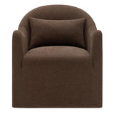 Wicker Slipcovered Linen Blend Accent Chair in Cocoa