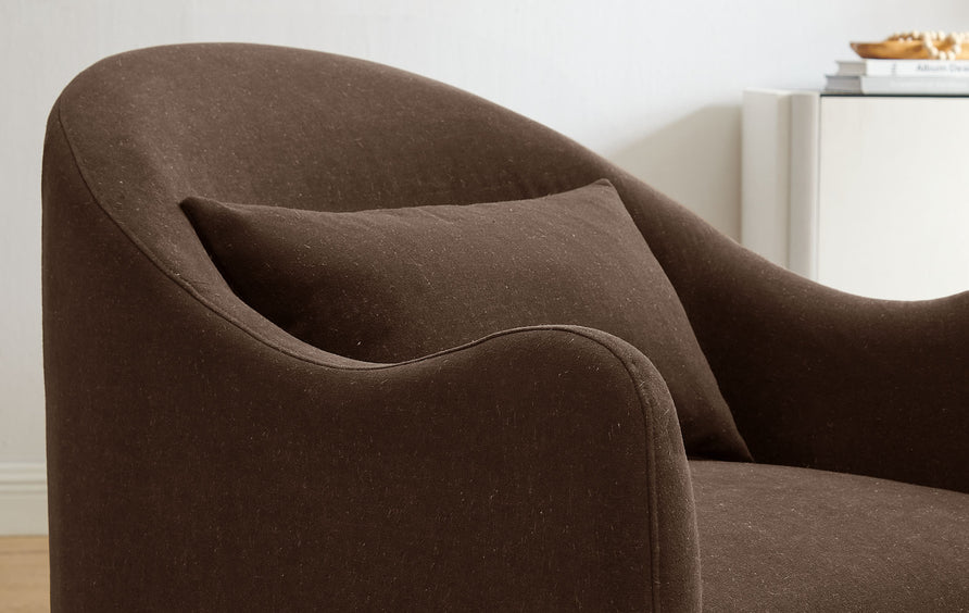 Wicker Slipcovered Linen Blend Accent Chair in Cocoa