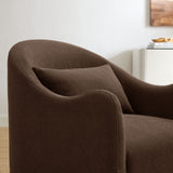 Wicker Slipcovered Linen Blend Accent Chair in Cocoa
