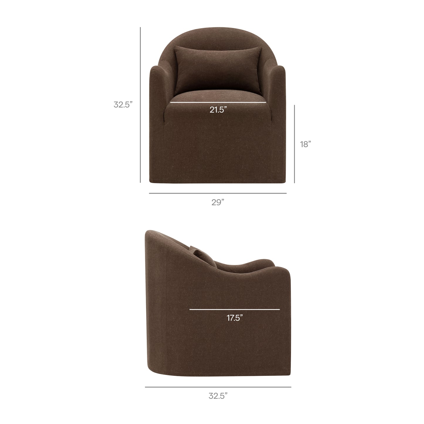Wicker Slipcovered Linen Blend Accent Chair in Cocoa